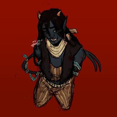 A D&D tiefling rogue, Keres